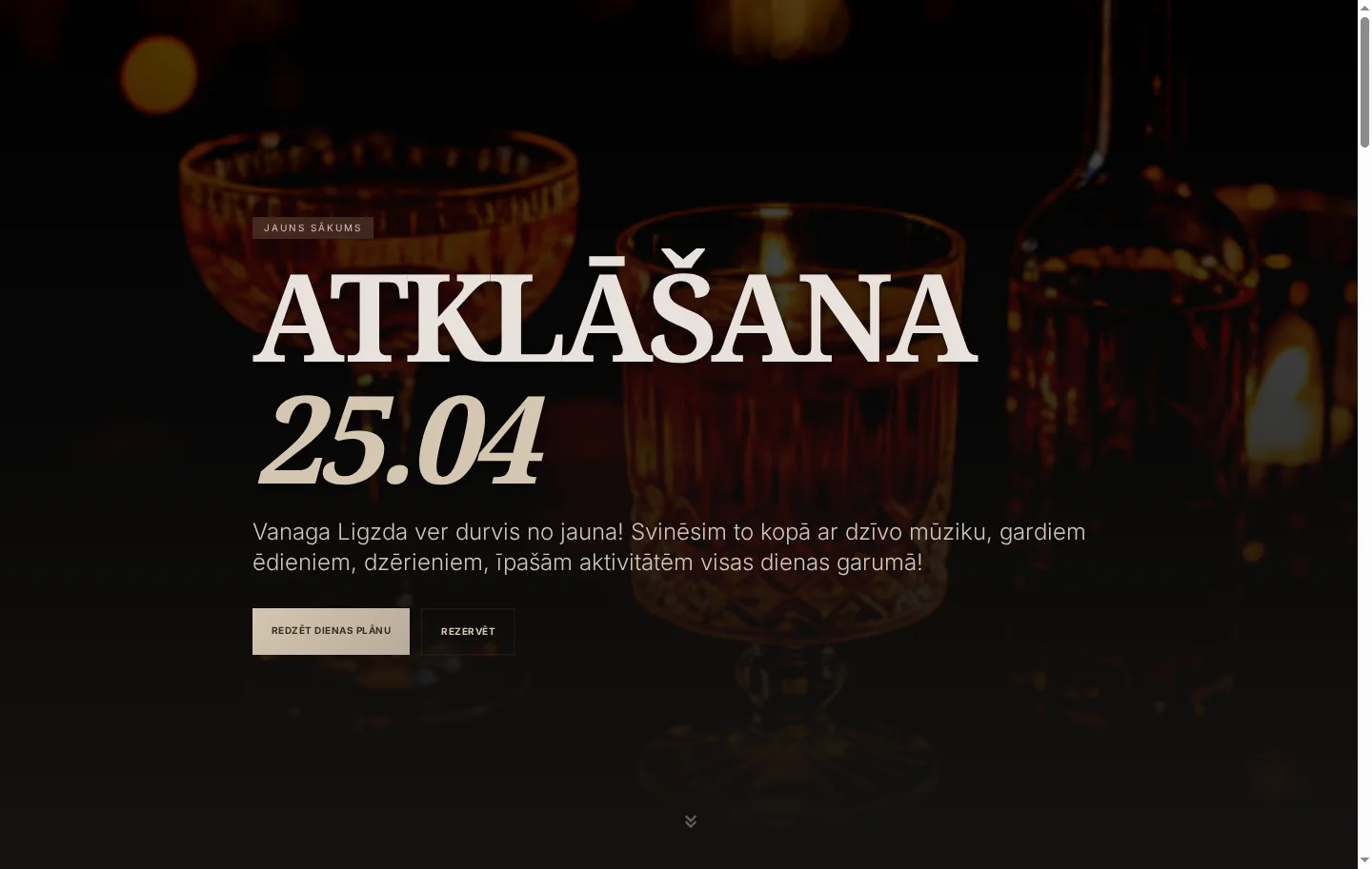 Vanaga Ligzda pasākuma lapas sākuma skats